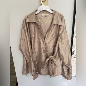 NWT JM Collection Wrap Blouse. Color Champagne Toast. 16W. Never worn. Tags.